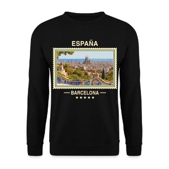 Spanien Barcelona Vintage Reisemarke - Unisex Pullover - Schwarz - Vorne - Alina (178cm) & Michal (187cm)