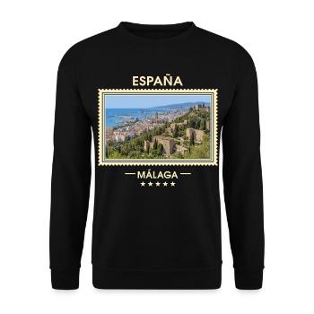 Spanien Málaga Vintage Reisemarke - Unisex Pullover - Schwarz - Vorne - Alina (178cm) & Michal (187cm)