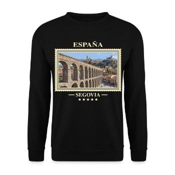 Spanien Segovia Vintage Reisemarke - Unisex Pullover - Schwarz - Vorne - Alina (178cm) & Michal (187cm)