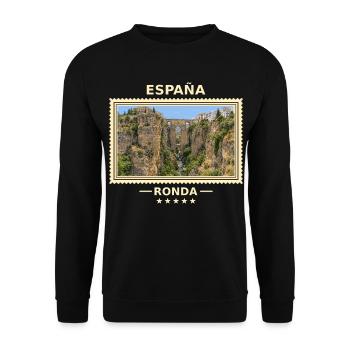 Spanien Ronda Vintage Reisemarke - Unisex Pullover - Schwarz - Vorne - Alina (178cm) & Michal (187cm)