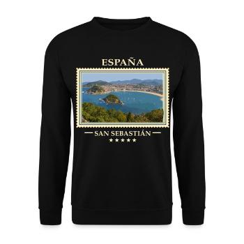 Spanien San Sebastián Vintage Reisemarke - Unisex Pullover - Schwarz - Vorne - Alina (178cm) & Michal (187cm)