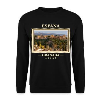 Spanien Córdoba Vintage Reisemarke - Unisex Pullover - Schwarz - Vorne - Alina (178cm) & Michal (187cm)