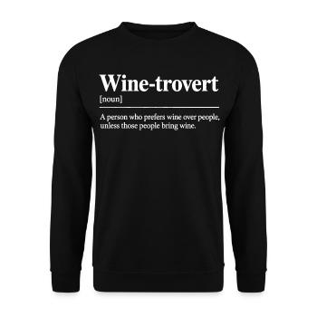 Weinliebhaber Winetrovert Lustiger Weinhumor - Unisex Pullover - Schwarz - Vorne - Alina (178cm) & Michal (187cm)