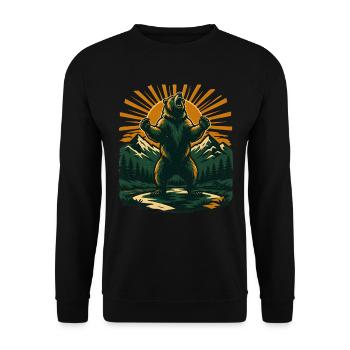 Wild Bear Mountain Forest – Vintage Natur - Unisex Pullover - Schwarz - Vorne - Alina (178cm) & Michal (187cm)