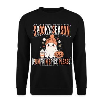 Spooky Season – Pumpkin Spice - Unisex Pullover - Schwarz - Vorne - Alina (178cm) & Michal (187cm)