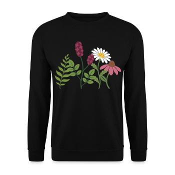 Blumenstrauß · Farn · Blumen · Blattwerk - Unisex Pullover - Schwarz - Vorne - Alina (178cm) & Michal (187cm)