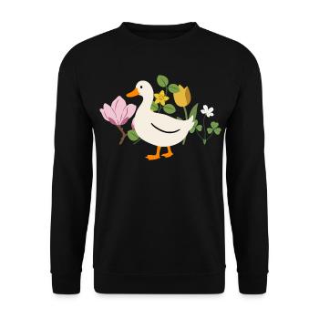 Ente · Natur · Pflanzenillustration - Unisex Pullover - Schwarz - Vorne - Alina (178cm) & Michal (187cm)