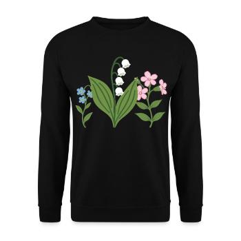 Natur · Blumenzeichnung · Buntes Maiglöckchen - Unisex Pullover - Schwarz - Vorne - Alina (178cm) & Michal (187cm)