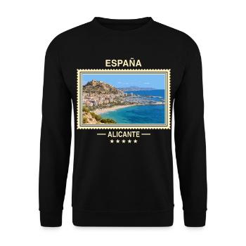 Spanien Alicante Vintage Reisemarke - Unisex Pullover - Schwarz - Vorne - Alina (178cm) & Michal (187cm)