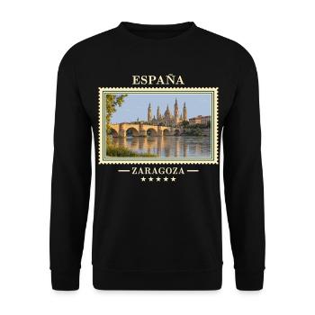 Spanien Zaragoza Vintage Reisemarke - Unisex Pullover - Schwarz - Vorne - Alina (178cm) & Michal (187cm)