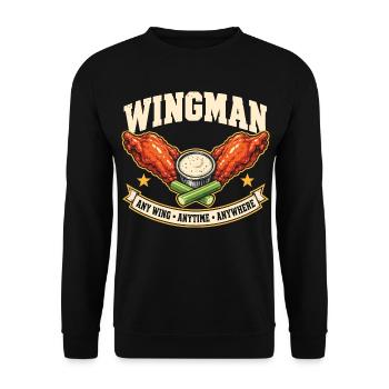 Wingman – Chicken Wings Food Humor - Unisex Pullover - Schwarz - Vorne - Alina (178cm) & Michal (187cm)