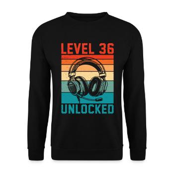 36. Geburtstag Level 36 unlocked - Unisex Pullover - Schwarz - Vorne - Alina (178cm) & Michal (187cm)