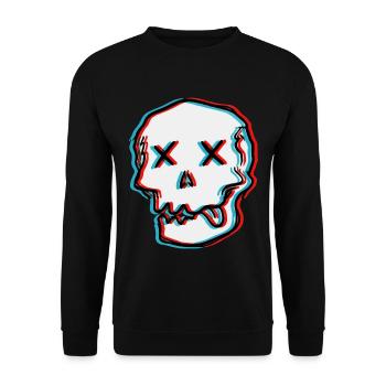 Schwindel Glitch Schädel - Unisex Pullover - Schwarz - Vorne - Alina (178cm) & Michal (187cm)