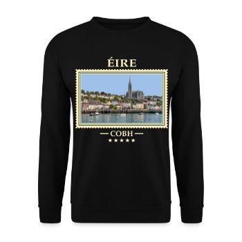 Irland Cobh Vintage Reisemarke - Unisex Pullover - Schwarz - Vorne - Alina (178cm) & Michal (187cm)
