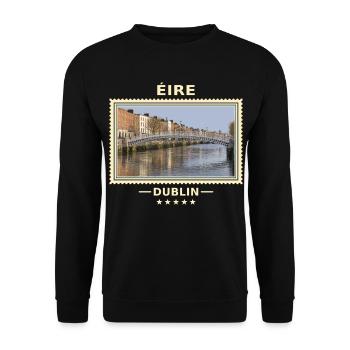 Irland Dublin Vintage Reisemarke - Unisex Pullover - Schwarz - Vorne - Alina (178cm) & Michal (187cm)