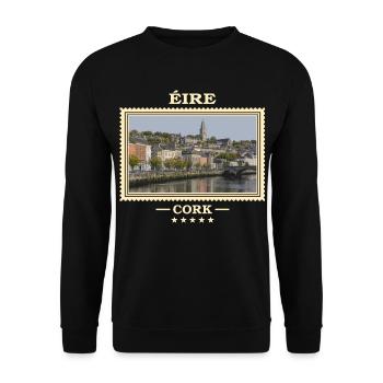 Irland Cork Vintage Reisemarke - Unisex Pullover - Schwarz - Vorne - Alina (178cm) & Michal (187cm)