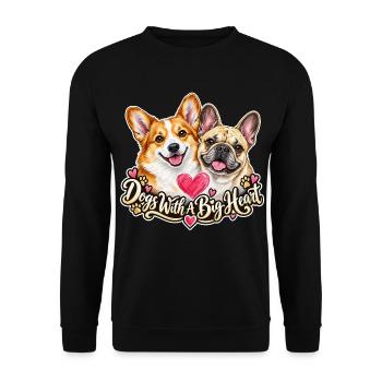 Corgi und Frenchie - Unisex Pullover - Schwarz - Vorne - Alina (178cm) & Michal (187cm)