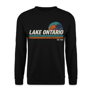 Lake Ontario EST 1656  - Unisex Pullover - Schwarz - Vorne - Alina (178cm) & Michal (187cm)