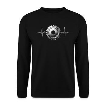Lustiges Mechaniker Herzschlag - Unisex Pullover - Schwarz - Vorne - Alina (178cm) & Michal (187cm)