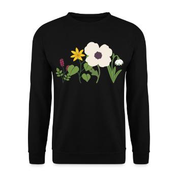 Blumen · Natur · Mohn - Unisex Pullover - Schwarz - Vorne - Alina (178cm) & Michal (187cm)