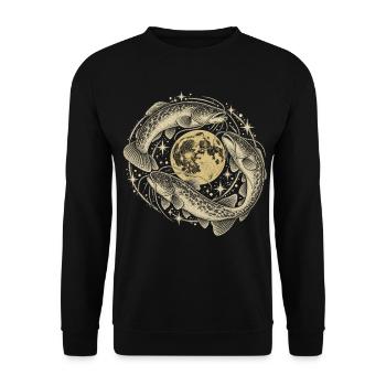 Wels Angeln Waller Welsangler Geschenk - Unisex Pullover - Schwarz - Vorne - Alina (178cm) & Michal (187cm)
