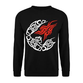 Mondfressender Wolf - Unisex Pullover - Schwarz - Vorne - Alina (178cm) & Michal (187cm)