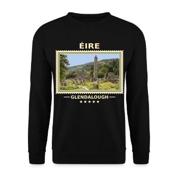 Irland Glendalough Vintage Reisemarke - Unisex Pullover - Schwarz - Vorne - Alina (178cm) & Michal (187cm)