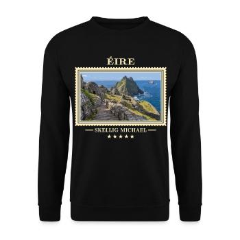 Irland Skellig Michael Vintage Reisemarke - Unisex Pullover - Schwarz - Vorne - Alina (178cm) & Michal (187cm)