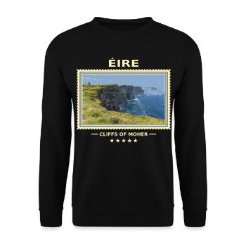 Irland Cliffs of Moher Vintage Reisemarke - Unisex Pullover - Schwarz - Vorne - Alina (178cm) & Michal (187cm)