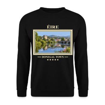 Irland Donegal Town Vintage Reisemarke - Unisex Pullover - Schwarz - Vorne - Alina (178cm) & Michal (187cm)