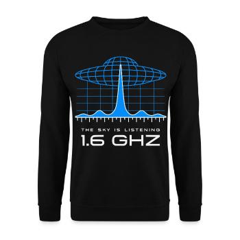 1,6 GHz Weltraumsignal – The Sky Is Listening - Unisex Pullover - Schwarz - Vorne - Alina (178cm) & Michal (187cm)