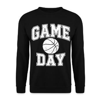Game Day Basketball – Retro Sport - Unisex Pullover - Schwarz - Vorne - Alina (178cm) & Michal (187cm)