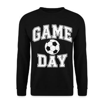 Game Day Fußball – Soccer Vintage Design - Unisex Pullover - Schwarz - Vorne - Alina (178cm) & Michal (187cm)