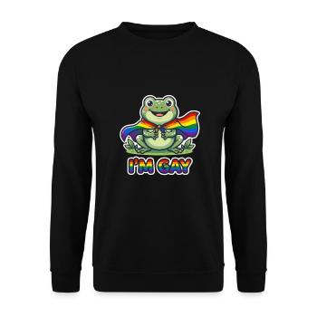 Ich bin schwul - Frosch LGBTQ Regenbogenfahne - Unisex Pullover - Schwarz - Vorne - Alina (178cm) & Michal (187cm)