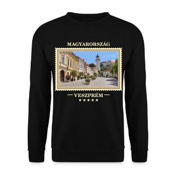 Ungarn Veszprém Vintage Reisemarke - Unisex Pullover - Schwarz - Vorne - Alina (178cm) & Michal (187cm)