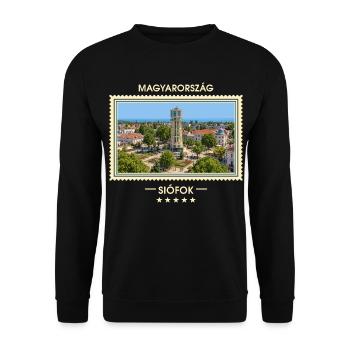 Ungarn Siófok Vintage Reisemarke - Unisex Pullover - Schwarz - Vorne - Alina (178cm) & Michal (187cm)