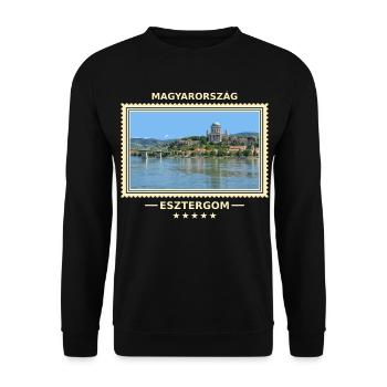 Ungarn Esztergom Vintage Reisemarke - Unisex Pullover - Schwarz - Vorne - Alina (178cm) & Michal (187cm)