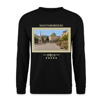 Ungarn Pécs Vintage Reisemarke - Unisex Pullover - Schwarz - Vorne - Alina (178cm) & Michal (187cm)