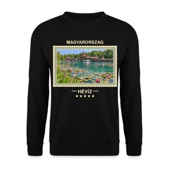 Ungarn Hévíz Vintage Reisemarke - Unisex Pullover - Schwarz - Vorne - Alina (178cm) & Michal (187cm)