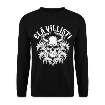 Live Wildness: Horned Skull - Unisex Pullover - Schwarz - Vorne - Alina (178cm) & Michal (187cm)