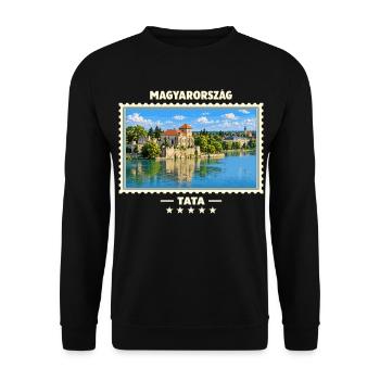 Ungarn Tata Vintage Reisemarke - Unisex Pullover - Schwarz - Vorne - Alina (178cm) & Michal (187cm)