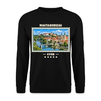 Ungarn Győr Vintage Reisemarke - Unisex Pullover - Schwarz - Vorne - Alina (178cm) & Michal (187cm)