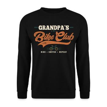 Grandpa's Bike Club – Fahrradgeschenk - Unisex Pullover - Schwarz - Vorne - Alina (178cm) & Michal (187cm)