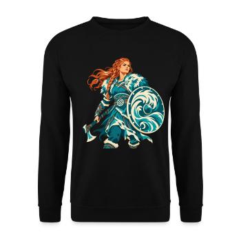 Schildmaid Wikingerin Shieldmaiden Valkyrie - Unisex Pullover - Schwarz - Vorne - Alina (178cm) & Michal (187cm)