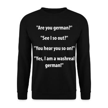 Are You German? Lustiger Sprachwitz mit deutschem - Unisex Pullover - Schwarz - Vorne - Alina (178cm) & Michal (187cm)