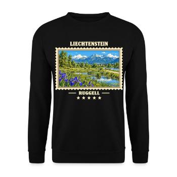 Liechtenstein Ruggell Vintage Reisemarke - Unisex Pullover - Schwarz - Vorne - Alina (178cm) & Michal (187cm)