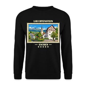 Liechtenstein Eschen Vintage Reisemarke - Unisex Pullover - Schwarz - Vorne - Alina (178cm) & Michal (187cm)