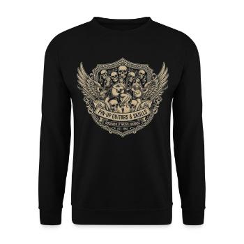 Pinup Outlaws & Skulls Vintage Rock - Unisex Pullover - Schwarz - Vorne - Alina (178cm) & Michal (187cm)