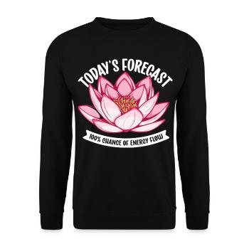 Energie fließt - Lotus öffnet sich - Unisex Pullover - Schwarz - Vorne - Alina (178cm) & Michal (187cm)