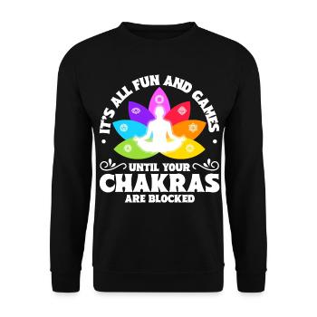 Chakra Blockade - Unisex Pullover - Schwarz - Vorne - Alina (178cm) & Michal (187cm)